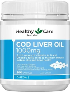 Health Care Cod Liver Oil 1000Mg - 200 Softgel Capsules, Blue | Maintains Immun - Picture 1 of 7