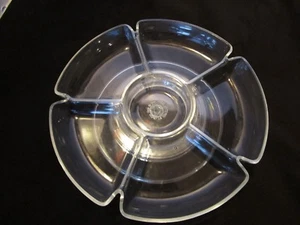 Vintage  Acrylic rotating tray 6 section Novelty Crystal Corp Lazy Susan 13" W - Picture 1 of 12