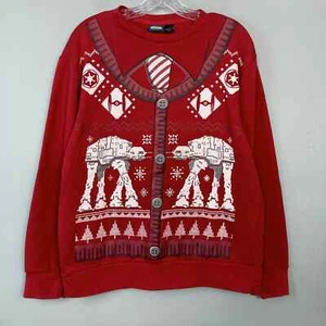 Star Wars Mens Red Galactic Empire AT-AT Tie Fighter Christmas Sweatshirt Size S - Picture 1 of 12