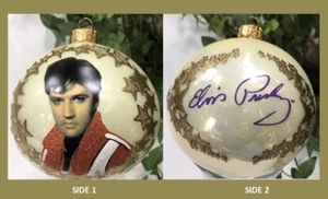 RARE Elvis Presley Signature Kurtis Poland 3.5" Glass Ball Christmas Ornament - Picture 1 of 9