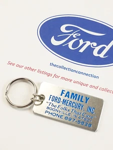 Vtg FAMILY FORD MERCURY Car Auto Dealer Keyring BOONVILLE IN The Folks That Care - Picture 1 of 5
