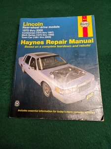 Lincoln Haynes Repair Manual 1970 Thru 2005 Rear Wheel Drive #59010 - Foto 1 di 7
