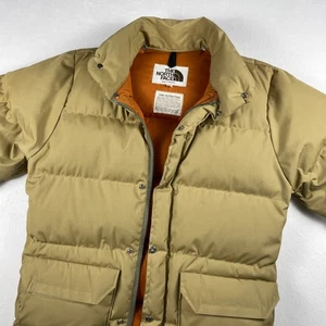 Vtg 70s North Face Jacket Mens Small Tan Goose Down Puffer USA Made Talon Zip - Picture 1 of 20