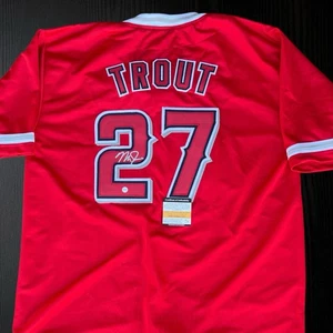 Mike Trout Hand Signed Jersey Los Angeles Angels #27 Autographed Baseball w/COA - Picture 1 of 8