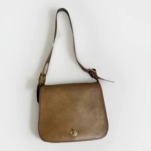 Vintage 1970s Coach Stewardess Bag Glovetanned Leather Saddle Brown Tan Patina  - Picture 1 of 19