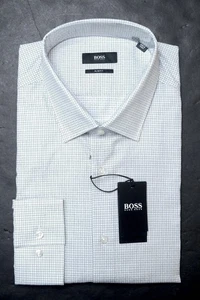 Hugo Boss Men's Jenno Slim Fit Black/Gray Plaids Cotton Dress Shirt 38 15 - Picture 1 of 7