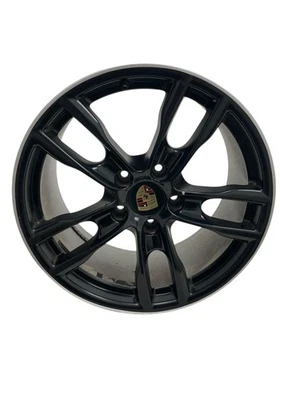 (B) 2013-2016 PORSCHE BOXSTER REAR 19X9.5 19 INCH 5 SPLIT SPOKE BLACK WHEEL RIM - Image 1 of 4