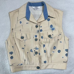 Chaleco corto Opal by Lorraine Wardy vintage para mujer talla mediana botones bolsillos sintéticos - Imagen 1 de 7