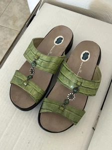 Dr. Bequeme grüne Sandalen Pantoletten Sharon Damengröße 9 Komfortschuh verziert - Bild 1 von 8