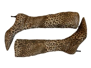 Donald Pliner Kitten Heel Animal Print Mesh Knee High Boots, Pointed Toe Size 7 - Picture 1 of 13