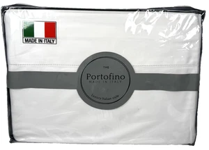 The Portofino QUEEN Sheet Set Cotton Sateen Italy Luxury Bedding White 300TC - Picture 1 of 19