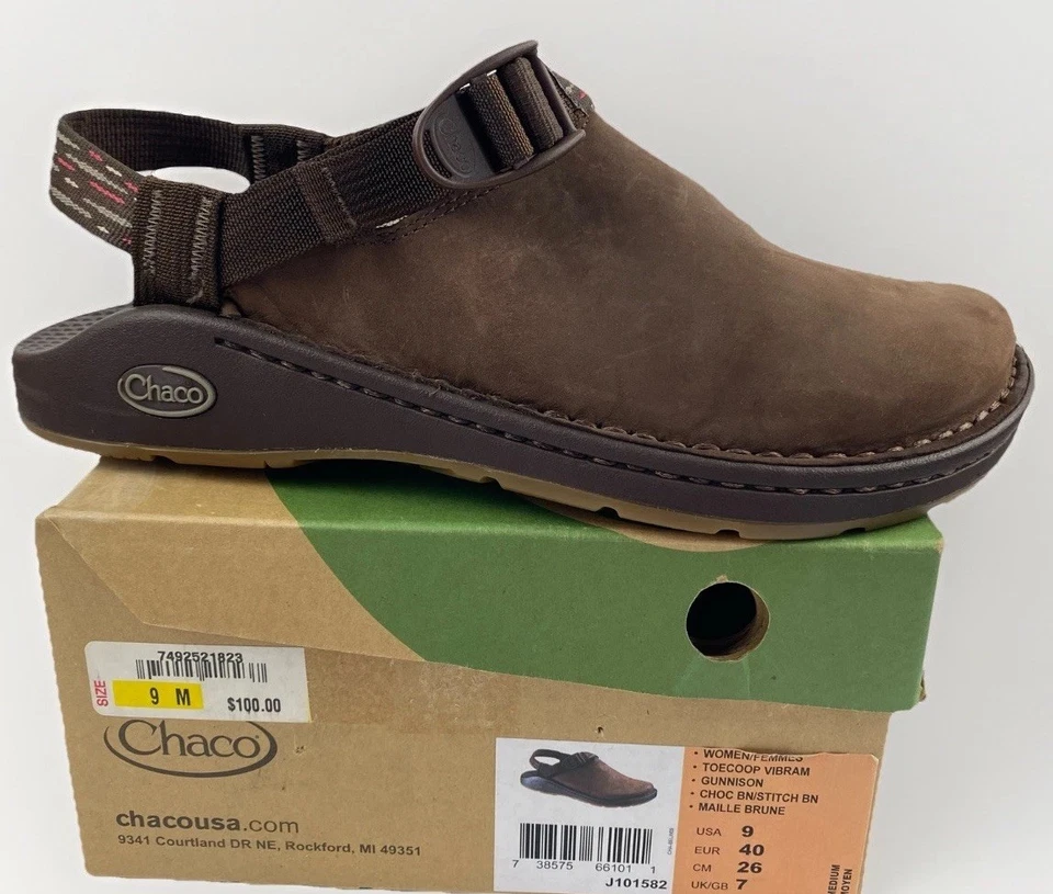 Sapato Chaco Toecoop Wmn Tamanho 9 Couro Marrom Nubuck Biqueira Fechada Mules Tamancos Slip Ons - Imagem 1 de 4