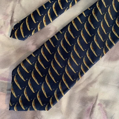 Corbata cuello barca barco seda pura FABRIS VENEZIA (reg) $180. Azul oscuro. Italia Foto 1 de 4