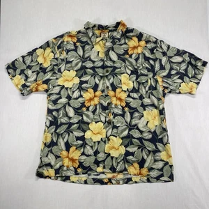 Chemise tropicale hawaïenne vintage Tommy Bahama homme XL verte multi fleurs soie SS - Photo 1/6