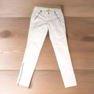 michael kors White Denim Gold Colored Zipper Ankle pants women size 2 Inseam 26  - Picture 1 of 10