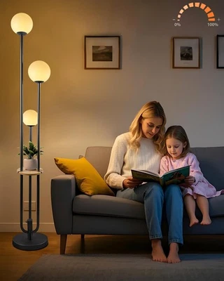 Lámpara de pie regulable completa para sala de estar Lámpara de pie de 3 globos con lata de mesa... Foto 1 de 4