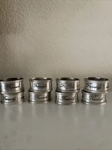 POTTERY BARN Serviettenringe antik silberfarben Freunde und Familie 8er Set - Bild 1 von 4