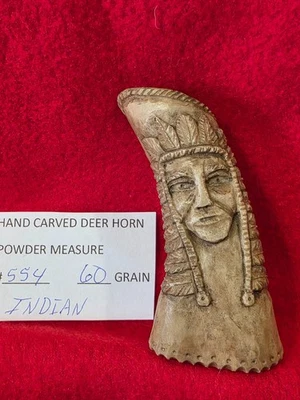 medida de polvo negro, hombre de montaña, cargador de bozal, cuerno de ciervo tallado a mano 60 granos Foto 1 de 4