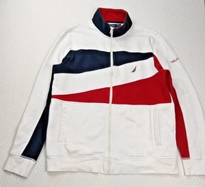 NAUTICA weiße Baumwollmischung Zip Jacke Herren Größe M hochgeschlossen Sport Fleece Pullover - Bild 1 von 13