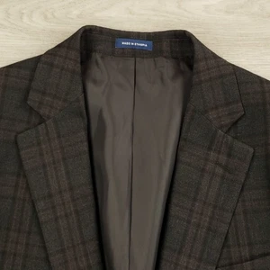 Stafford Year Round Travel Sport Coat Men 42L Windowpane Two Button Double Vent - Picture 1 of 17