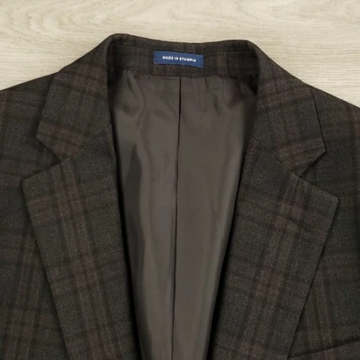 Stafford Year Round Travel Sport Coat Men 42L Windowpane Two Button Double Vent - Image 1 of 4