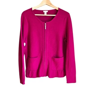 Chico's Pullover Wolle Rüschensaum Renee Cartigan Magenta Rosa Damen 1 (Medium) - Bild 1 von 8