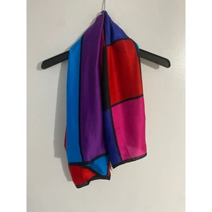 Adrienne Vittadini Seidentuch eckig bunt Vintage 70er Neu mit Etikett Art to Wear - Bild 1 von 4