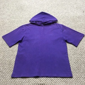 Vintage League T-shirt Mens Large Purple Short Sleeve Hooded Workout Gym Blank - Picture 1 of 11