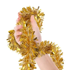 Christmas Tinsel Garland Gold 18 ft long x 3 in wide Metallic Streamers - Picture 1 of 3