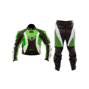 Green Motorcycle Leather Suit Motorbike Leather Jacket Biker Trouser Men XS-3XL - Picture 1 of 3