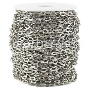 Cable Chain - 5x7mm Link - Platinum Color - 30 100 Feet - Bulk Craft Spool - Picture 1 of 3