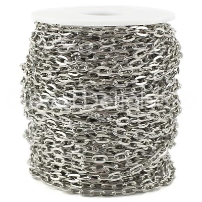Cable Chain - 5x7mm Link - Platinum Color - 30 100 Feet - Bulk Craft Spool - Image 1 of 3