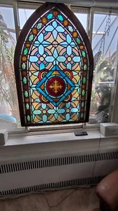 1866 Antique Stained Glass Church Window from Church of the Redeemer Brooklyn - Picture 1 of 7