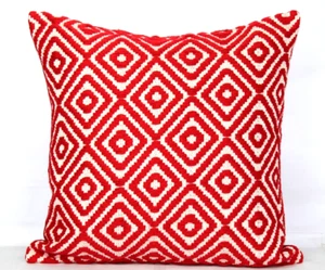 Decorative Pillow Covers Red Geometric Euro Shams Covers Jacquard Cushion Covers - Picture 1 of 5