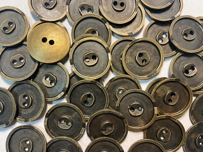 Metal Button 'Etched Circle Rim" Shape Antique Brass Finish 13 15 18 23mm 2hole - Image 1 of 3