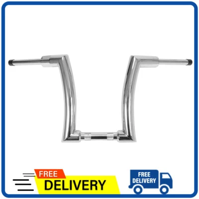 Chrome 14 Inch Ape Handlebars For Harley Davidson Motorcycle Silver - Image 1 of 4