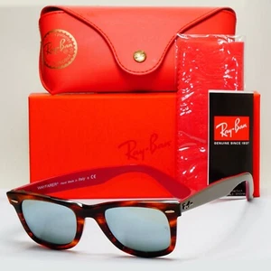 Ray-Ban Sonnenbrille Wayfarer silber verspiegelt braun Havanna grau RB 2140 1178/30 50 mm - Bild 1 von 12