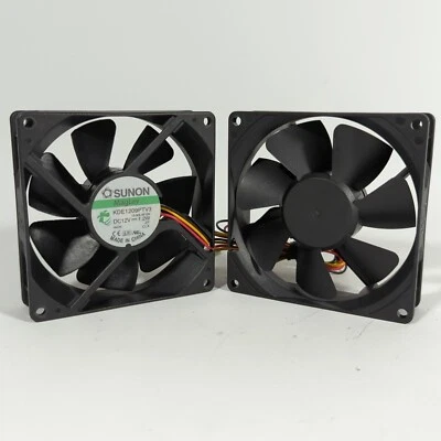Pair (2x) Sunon MagLev KDE1209PTV3 Fans Black 92mm 3-Pin Long Cables - Image 1 of 4