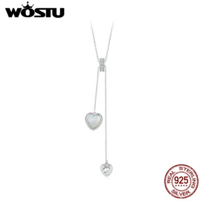 Collar WOSTU 925 Plata Esterlina Amado Blanco Concha Y Circonita cúbica Mujeres Regalos Joyería  Foto 1 de 4