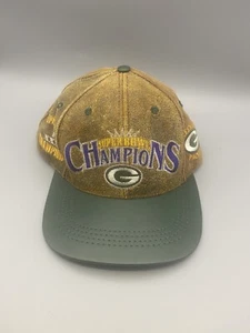 Green Bay Packers Leather Snapback 1997 Super Bowl XXXI Champions Hat - Picture 1 of 7