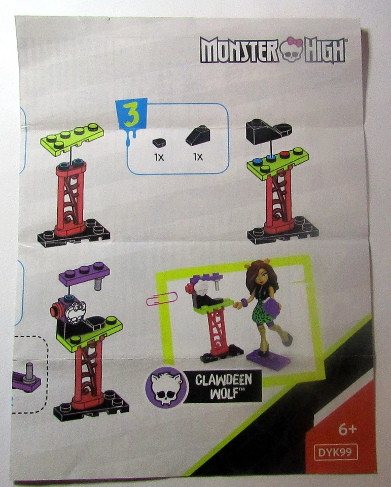 Monster High Clawdeen Wolf DYK99 Instruction Manual - Image 1 of 1