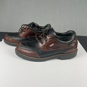 Johnston & Murphy Boat Loafer Shoes Men's 9 M Brown black Leather 3 Eye Lug Moc - Picture 1 of 17
