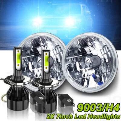 For Jeep Wrangler JK 07-18 Combo 7" Halo Led Headlights Lights - Image 1 of 4