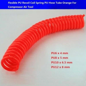 Flexible PU Recoil Coil Spring Hose Tube Orange For Compressor Air Tool - Picture 1 of 4