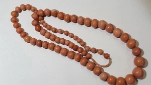 Vintage Coral Color Old Glass Bead strand 26" Graduated Necklace - Picture 1 of 3