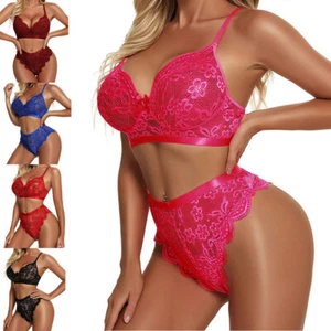 Women’s Push Up Bra Lace Bra Underwear Panties Set Ladies Lingerie & Knickers - Picture 1 of 24