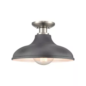 Elk Lighting Grenville 1 Light 13"W Semi Flush Mount, Nickel/Gray - 89254-1 - Picture 1 of 1