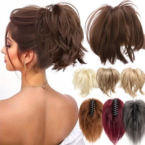 12" Short Claw Ponytail Piece Clip in on Pony Tail Extensions Real as Human Hair - Picture 1 of 77