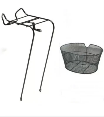 CESTINO IN FERRO ANTERIORE BICICLETTA CON PORTACESTO BICI Nero