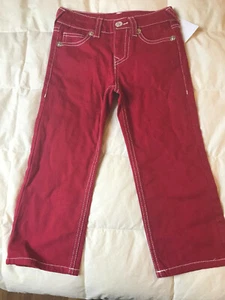 TRUE RELIGIOM GIRLS JEANS, SIZE 3T, COLOR RED - Picture 1 of 3
